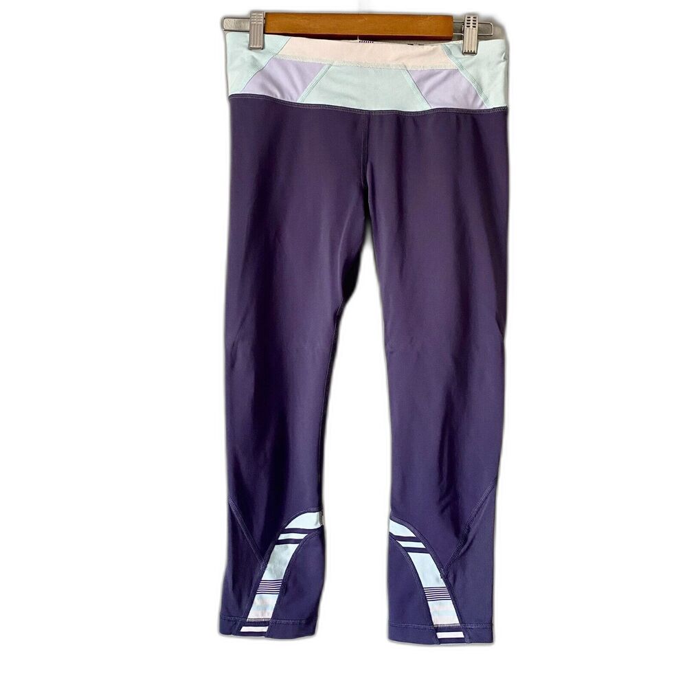 LULULEMON Leggings Women's 6 Run Crop Inspire Midnight Blue Paste Running